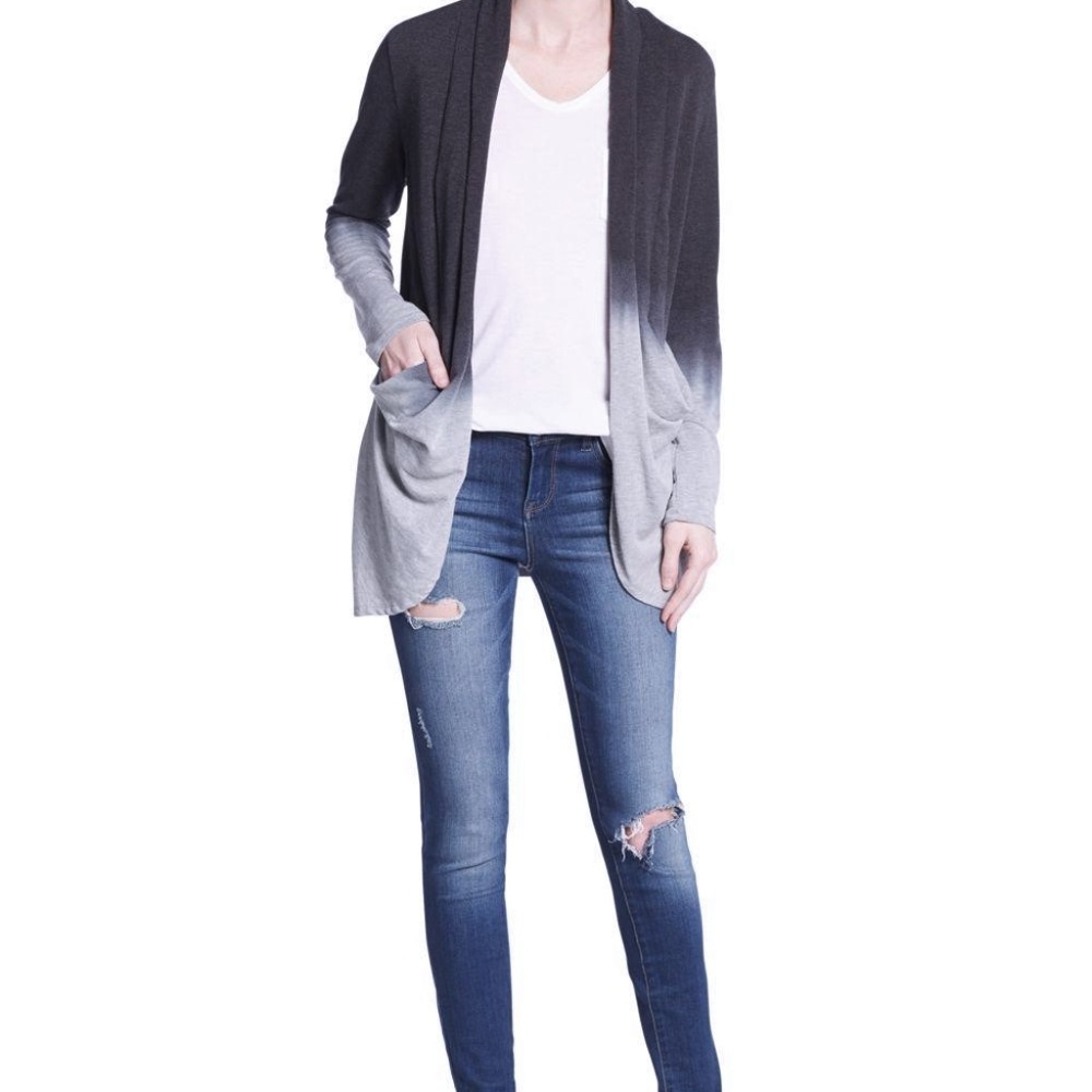 CIRANA GRAY BLACK OMBRE  OPEN CARDIGAN SIZE L